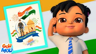 Jhanda Leke Chale School झंडा लेके चले स्कूल  Golu Molu Cartoon Hindi Baby Songs [upl. by Aloap]