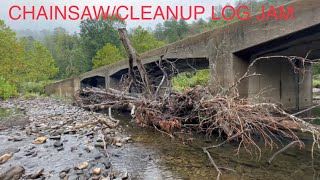 cleaning up and cutting up huge log jam 092023 [upl. by Lokin240]