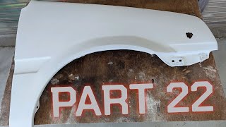 Time to prime The wing on the Daihatsu Mira is now ready for priming after previous bodywork [upl. by Odrarebe]