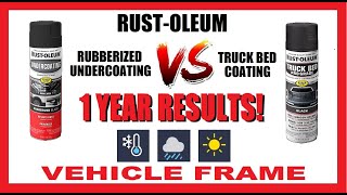 1 Year Results RustOleum Rubberized Undercoating VS Truck Bed Coating  Vehicle Frame  Rustoleum [upl. by Yenettirb]