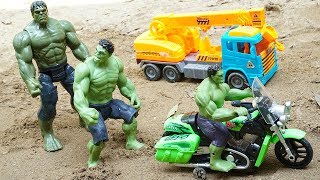 Hulk Motorbikes Rescue Construction Toys Dump Truck Escape Crocodiles  Blocks Toys  Kids and Toys [upl. by Okeim851]