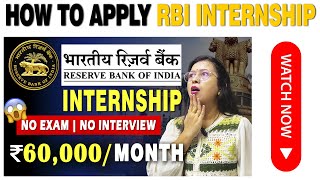 RBI Free Internships for Students  RBI Summer Internship  For Fresher Graduate amp Post Graduate [upl. by Andrew810]