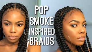 HOW TO DO POPSMOKE BRAIDS ON YOURSELF  NATURAL HAIR PROTECTIVE STYLE2 TECHNIQUES [upl. by Nwotna]