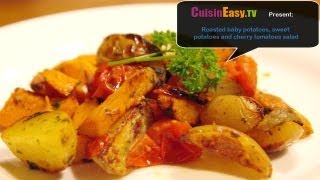 VegetarianVegan recipe Roasted sweet potatoes and cherry tomatoes salad [upl. by Merrick715]