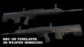 QBU88 Timelapse 3D Weapon Modeling [upl. by Sulakcin]