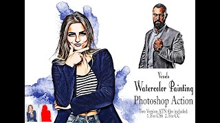 Vexels Watercolor Painting Photoshop Action [upl. by Dnalkrik]