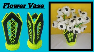 Diy Woolen Flower Pot  Diy Flower Vase making ideas [upl. by Lamond]