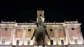 Piazza del Campidoglio di sera e volo di gabbiani Capitol Square in the evening and seagulls flying [upl. by Isabea]