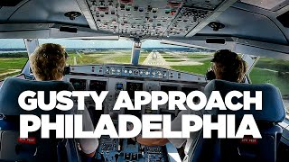 A330 approaching GUSTY Philadelphia  Cockpit Footage [upl. by Alburga]