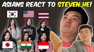 Asian React to Steven hes Video  Korea Japan Thailand India Indonesia USA [upl. by Hcelemile]