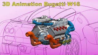 How the Bugatti Veyron W16 engine works in 3D 🤯 [upl. by Soneson]