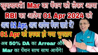 खुशखबरी आज पेंशन खाते में आयेगा RBI का Circular जारी हुआ 01 Apr 2024 को 50 DA के साथ पेंशन MSP [upl. by Jorin]