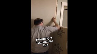 Prepping and Waterproofing a Shower for TILE tile tiling howtotile shorts waterproofing [upl. by Ladew]