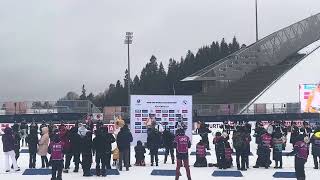 Biathlon World Cup 2024 mass start awards Sturla Laegreid Benedikt Dol Jesper Nevlin [upl. by Flodnar]