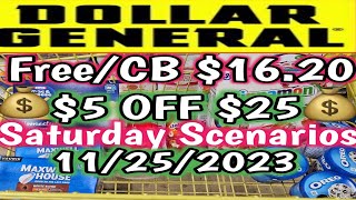 11252023 💰1620 CB Dollar General 5 OFF 25 Couponing Saturday Scenarios [upl. by Joela]