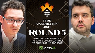 FIDE Candidates 2024 Rd 5  Ian Battles Pragg As Fabiano amp Gukesh Continue To Chase His Top Spot [upl. by Hock]