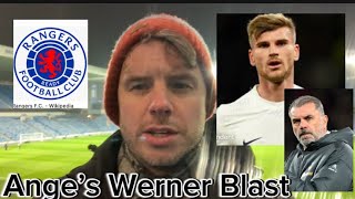 Ange Postecoglou hammers Timo Werner display as Spurs scrape draw at Rangers  reaction [upl. by Adnotal]