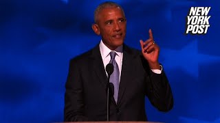 Obama appears to make crude hand gesture while describing Trump’s ‘weird obsession’ with crowd sizes [upl. by Dyane]