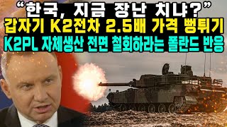 quot한국 지금 장난 치냐 quot갑자기 K2전차 25배 가격 뻥튀기 K2PL 자체생산 전면 철회하라는 폴란드 반응 [upl. by Annaohj]