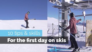 How to Ski  10 Beginner Skills for the First Day Skiing [upl. by Nylorahs491]