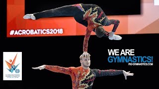 2018 Acrobatic Worlds Antwerp BEL  Highlights MENS and WOMENS PAIR FINALS  We Are Gymnastics [upl. by Sima]