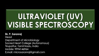 Ultraviolet  Visible UVVis Spectroscopy [upl. by Kcirtap909]