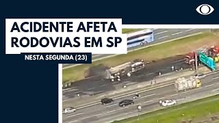 Acidentes na Dutra e Anchieta afetam trânsito de São Paulo [upl. by Kaiser822]