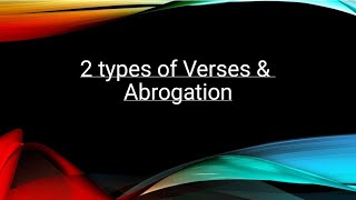 2 types of Verses amp Abrogation [upl. by Eiralih]