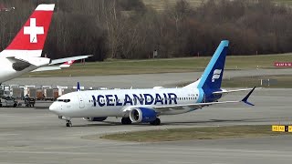 Icelandair Boeing 737 arrives at Zurich airport ZRH [upl. by Nnylecoj]