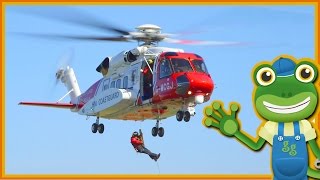 Rescue Helicopters For Children  Geckos Real Vehicles [upl. by Ellinger]