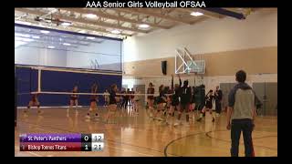 OFSAA AAA Senior Girls Volleyball  Bishop Tonnos v St Peters [upl. by Naerol]