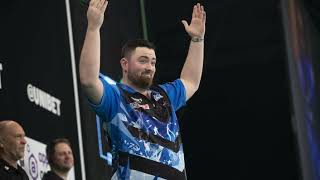 Grand Slam of Darts 2020  Luke Humphries after surviving one matchdart against Justin Pipe [upl. by Antoni]