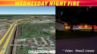 Wednesday Night Fire In Drayton ND [upl. by Aiciruam953]