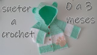 Suéter para niño a crochet 0 a 3 meses [upl. by Carine]