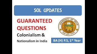 Colonialism amp Nationalism I Important Questions I SOL [upl. by Ennasor]