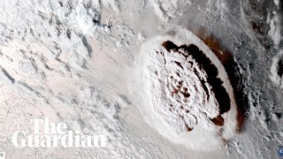 Tonga underwater volcanic eruption creates tsunami waves [upl. by Whale]