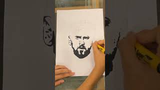 Messi Stencil drawing Art footballplayer shortvideo [upl. by Ellehsram755]