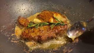 Braised ribeye steak with butter rosemary garlic and thyme [upl. by Ham]