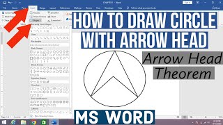 How to Draw Circle with Arrow Head in MS word  Circle with Arrow Head Theorem in MS Word  Shapes [upl. by Randolf]