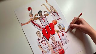 Drawing the Wisconsin Badgers Basketball Team  Anthony Miller [upl. by Inor]