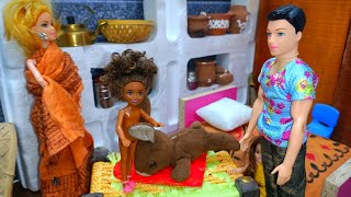 തടിയൻ208Barbie doll all day routine in indian village Barbie doll bedtime storyBarbies Routin [upl. by Ettenuj]