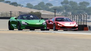 Ferrari F8 Tributo vs McLaren 720S at Laguna Seca [upl. by Duffy]