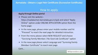 Karnataka  Online Legal Heir Certificate Succession Certificate [upl. by Latsyk]