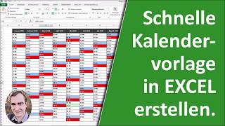 Schnelle Kalendervorlage in Excel erstellen [upl. by Eednahs]