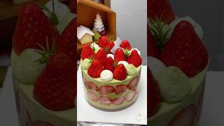 Immersive cake making  Strawberry pistachio crisp cake tutorial ❗️ Immersive cake making Cake [upl. by Llemaj]