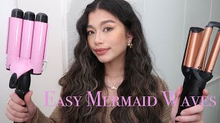 HOW TO EASY MERMAID WAVES TUTORIAL  Tips  2021 Summer Hair  BABYLISS DEEP WAVES vs AMAZON CURLER [upl. by Ttemme]