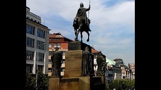 Prague Wenceslas Square Statue of St Wenceslas [upl. by Adara]