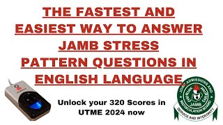 Jamb stress patterns JAMB UTME 2024 Questions [upl. by Studley]