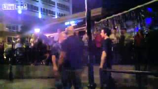 Bouncer Gives a Muay Thai Lowkick to Drunk Visitor [upl. by Leavelle]