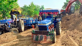 Excavator EX1200 Machine Loading Moram In Sonalika Di745 Powertrac Euro 47 plus Mahindra 475 [upl. by Gnoy]